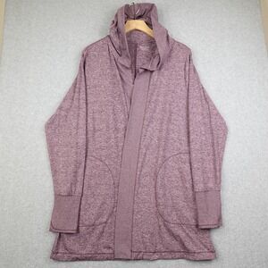Athleta Womens Cardigan Hoodie Duster Purple Heathered Large Sporty Casual Cozy